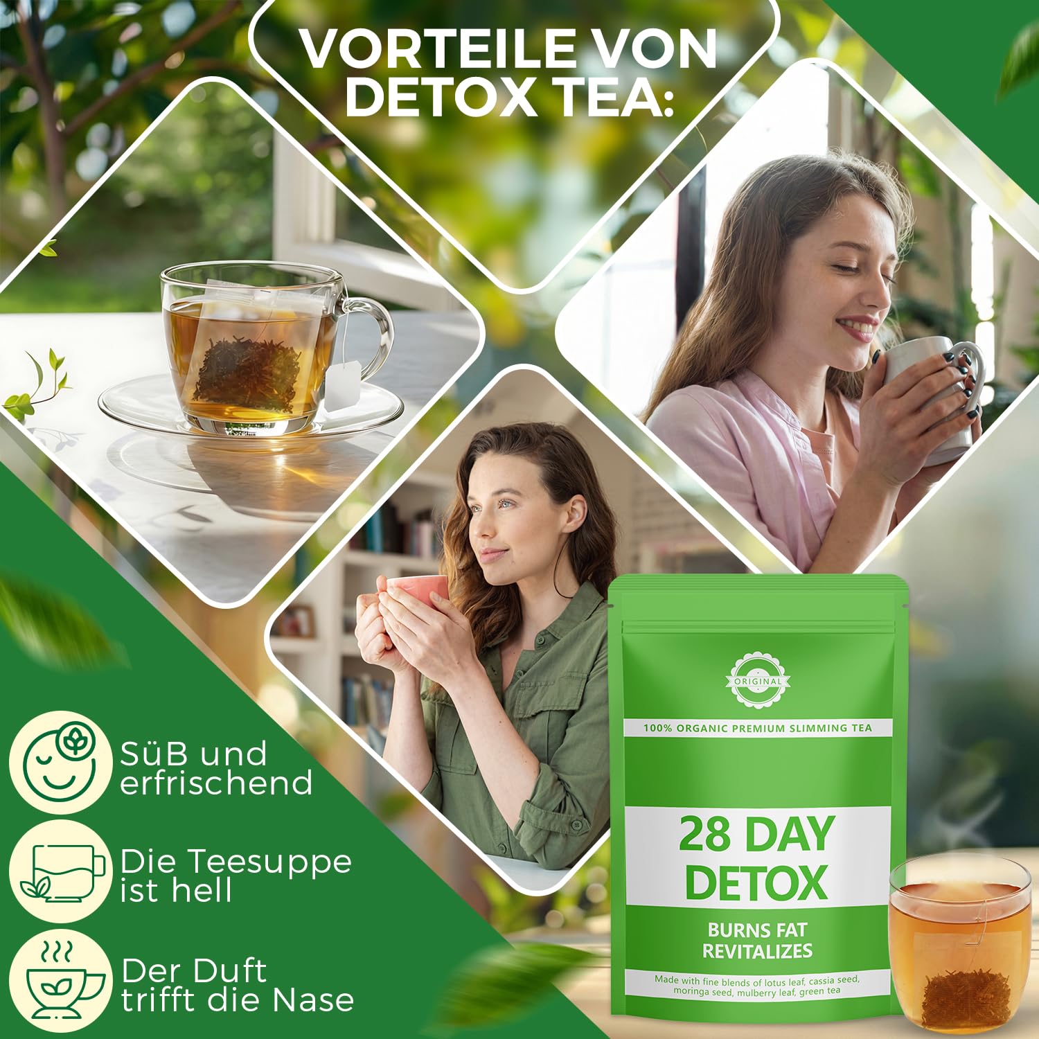 Thumbnail 3 de Detox Tee Zum Abnehmen – 28 Tage Kräutermischung mit Grüntee, Lotusblatt, Cassia & Moringa