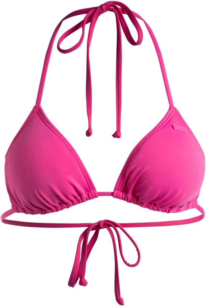 Detalle de Roxy SD Beach Classics MOD Tiki Tri Parte — Top bikini triangolo regolabile in tessuto riciclato