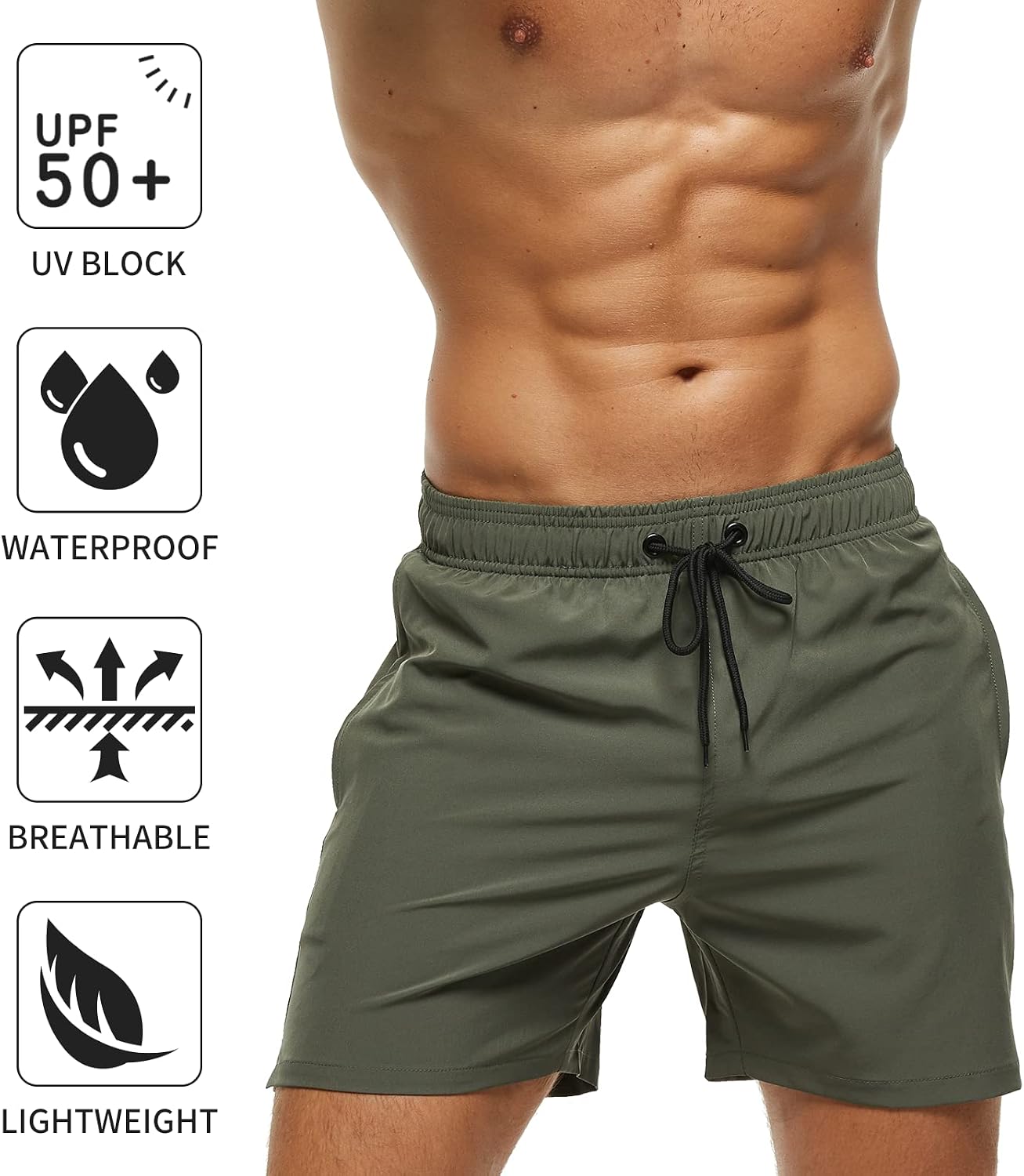 Thumbnail 4 de Aisprts Men's Swimming Shorts: Water-Repellent, Quick-Dry Trunks with Zipper Pockets