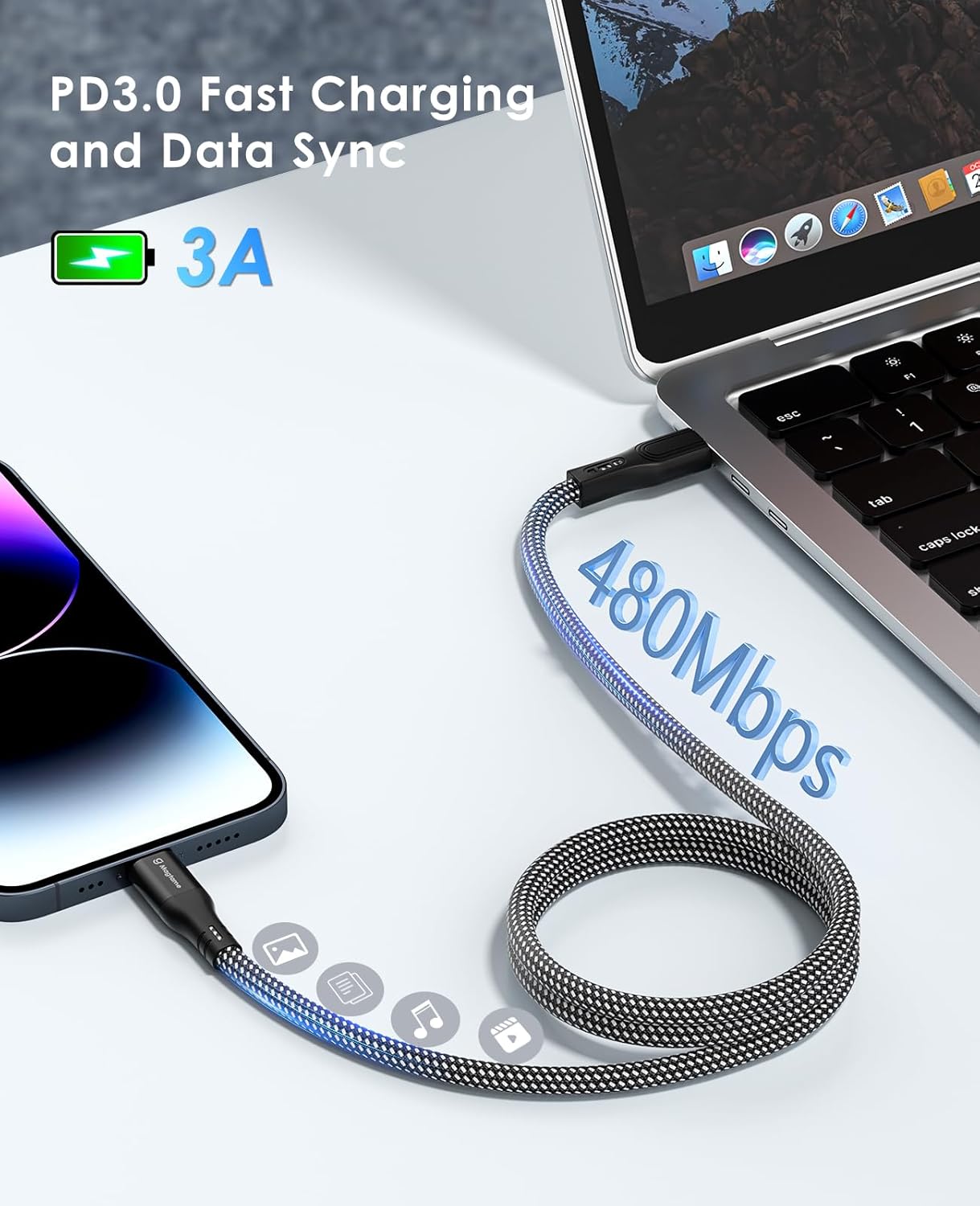 Thumbnail 2 de Magtame Cable Magnético USB C a Lightning Coiled 1.5m ⚡