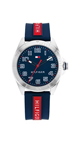 Detalle de Tommy Hilfiger Orologio con Movimento al Quarzo a Tre Lancette per i Giovani, Cinturino silicone Blu Navy