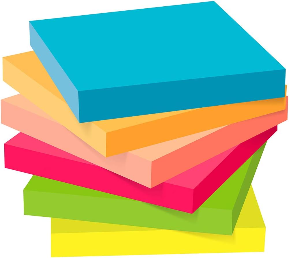 Detalle de ZCZN Foglietti Adesivi Multicolor 76x76 mm – 24 blocchetti, 6 colori, 100 fogli ciascuno