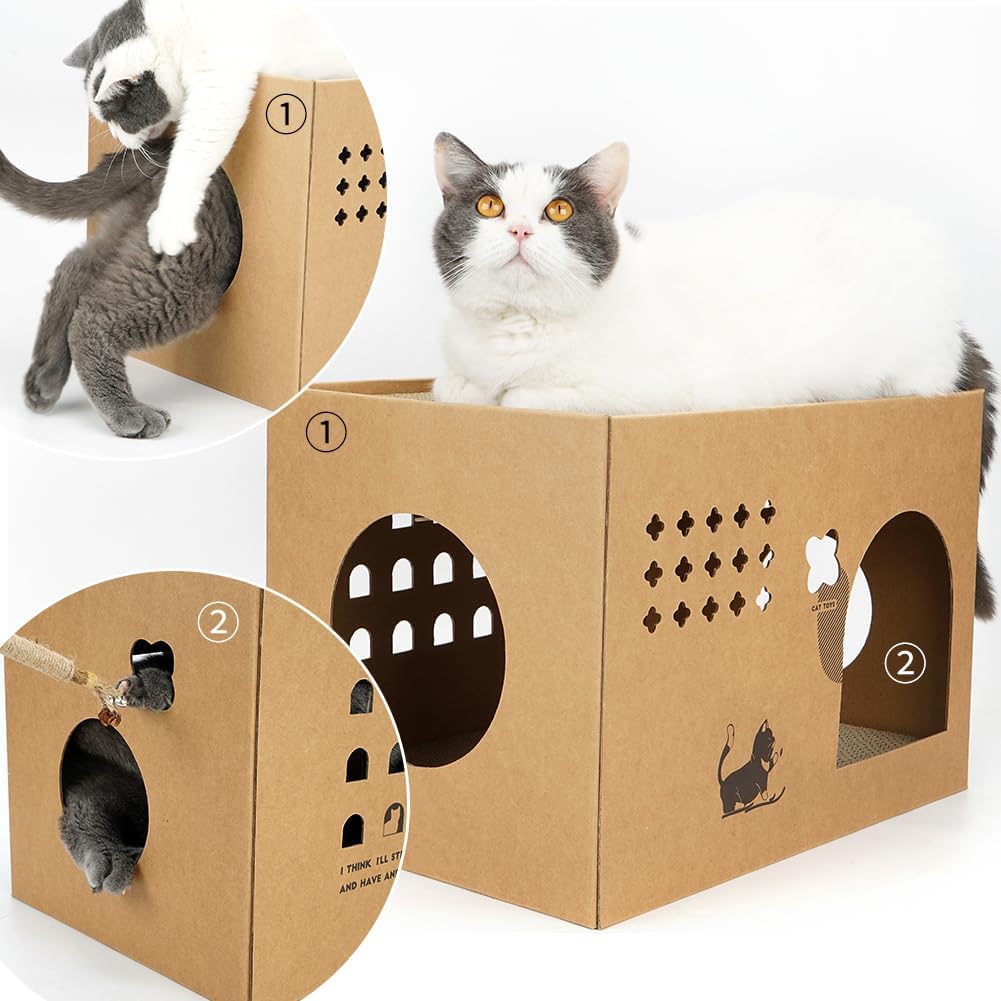Thumbnail 6 de Cat Cardboard House with 2 Scratching Pads (Cactus) — Large Corrugated Cardboard Bed