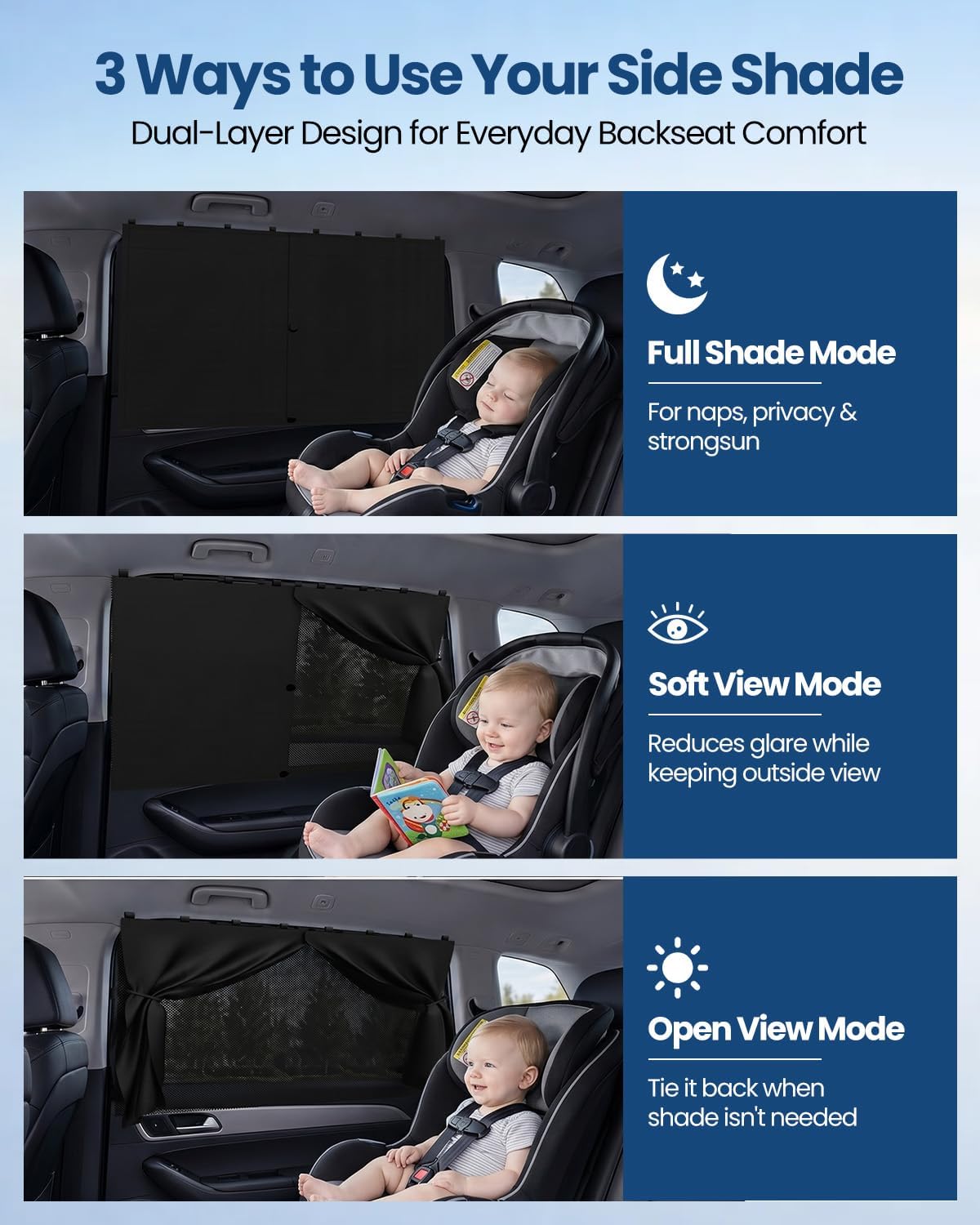 Detalle de PEMOTech Sonnenschutz Auto Baby – 2 Stück magnetisch, UV-Schutz 99%
