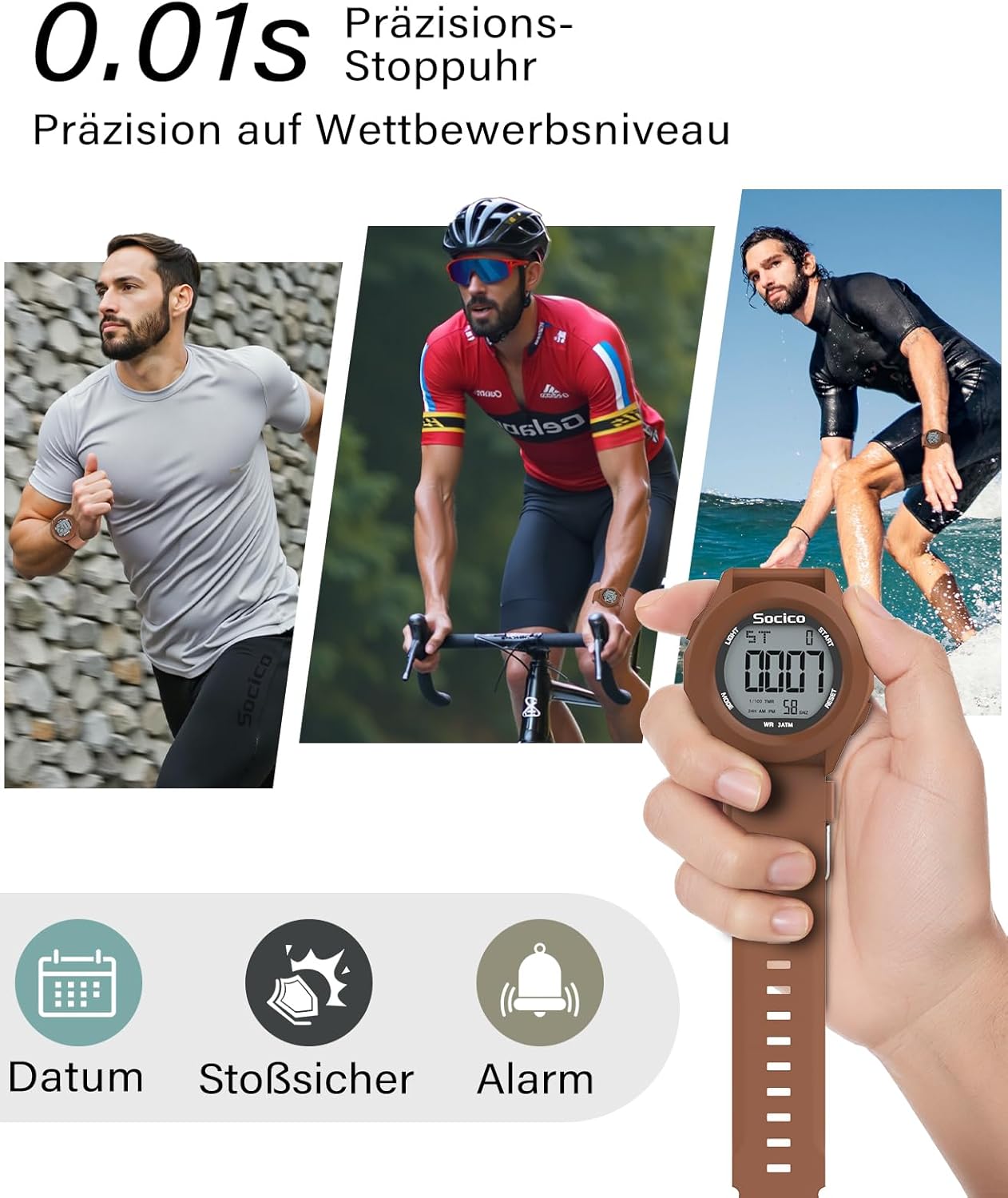Thumbnail 4 de SOCICO Herren Digitaluhr Großes Display