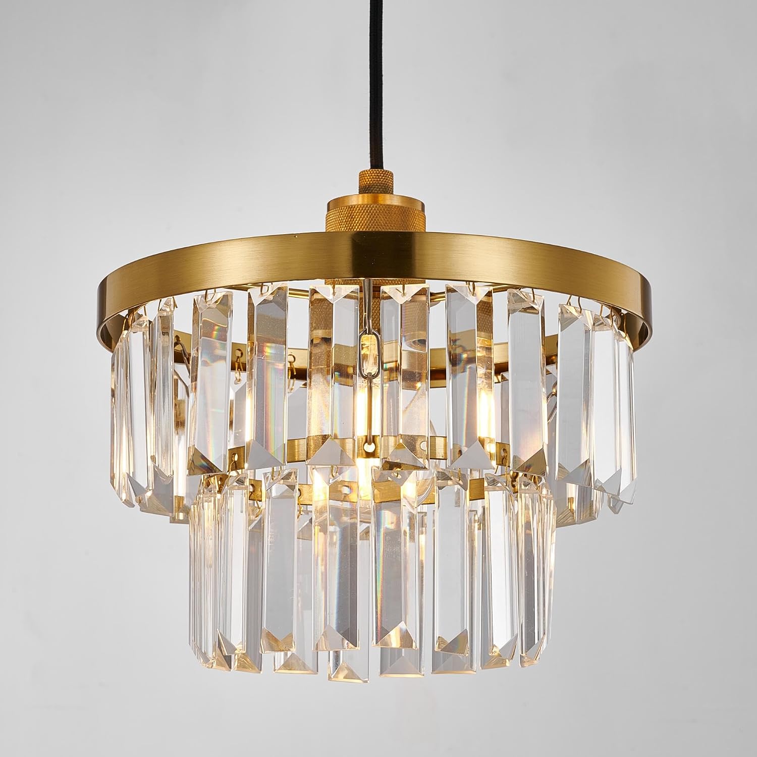 Detalle de HARPER LIVING Easy Fit Pendant Shade, Brass Finish — 25cm Glass Ceiling Light Shade