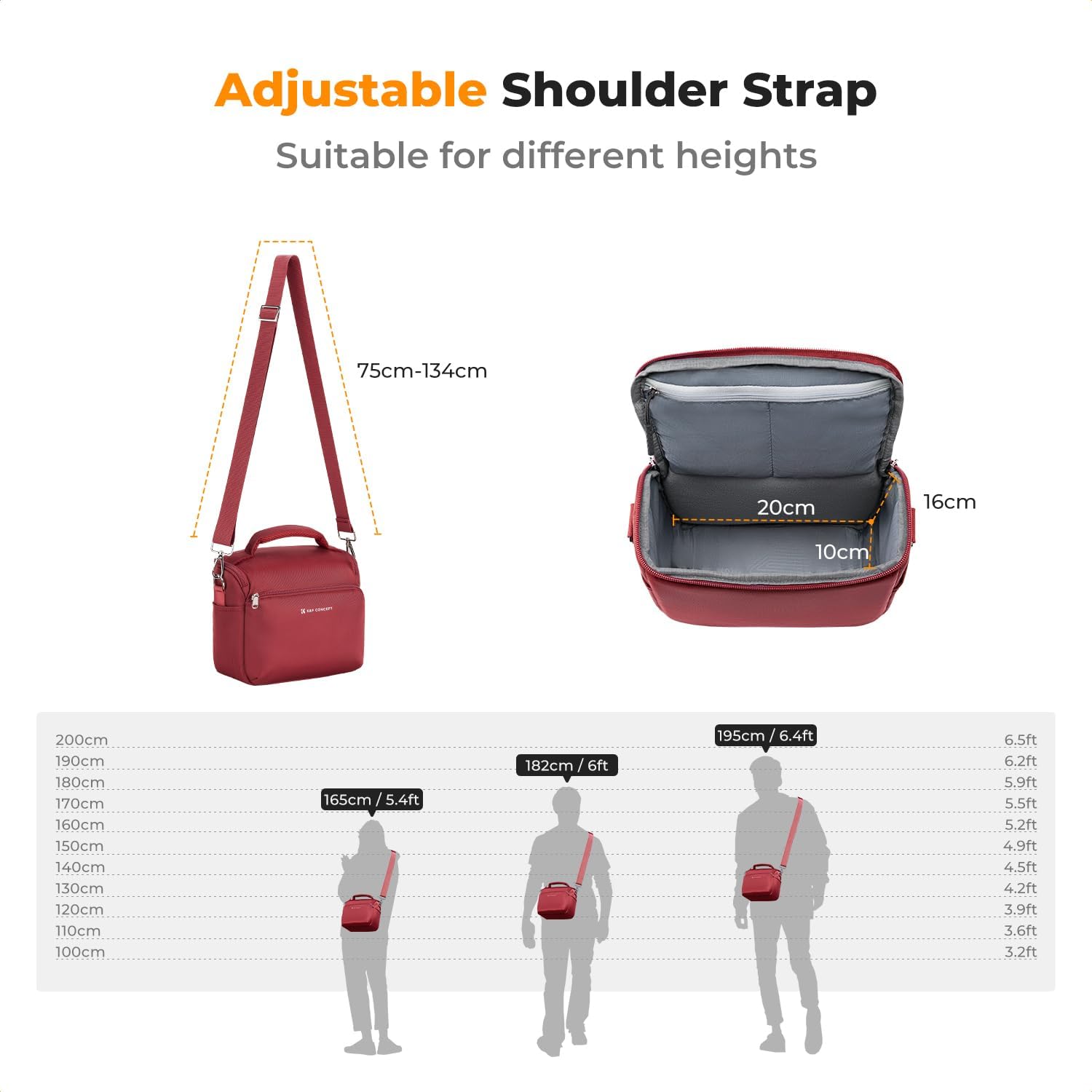 Thumbnail 6 de K&F CONCEPT Borsa per fotocamera: borsa crossbody compatta e versatile con divisorio imbottito