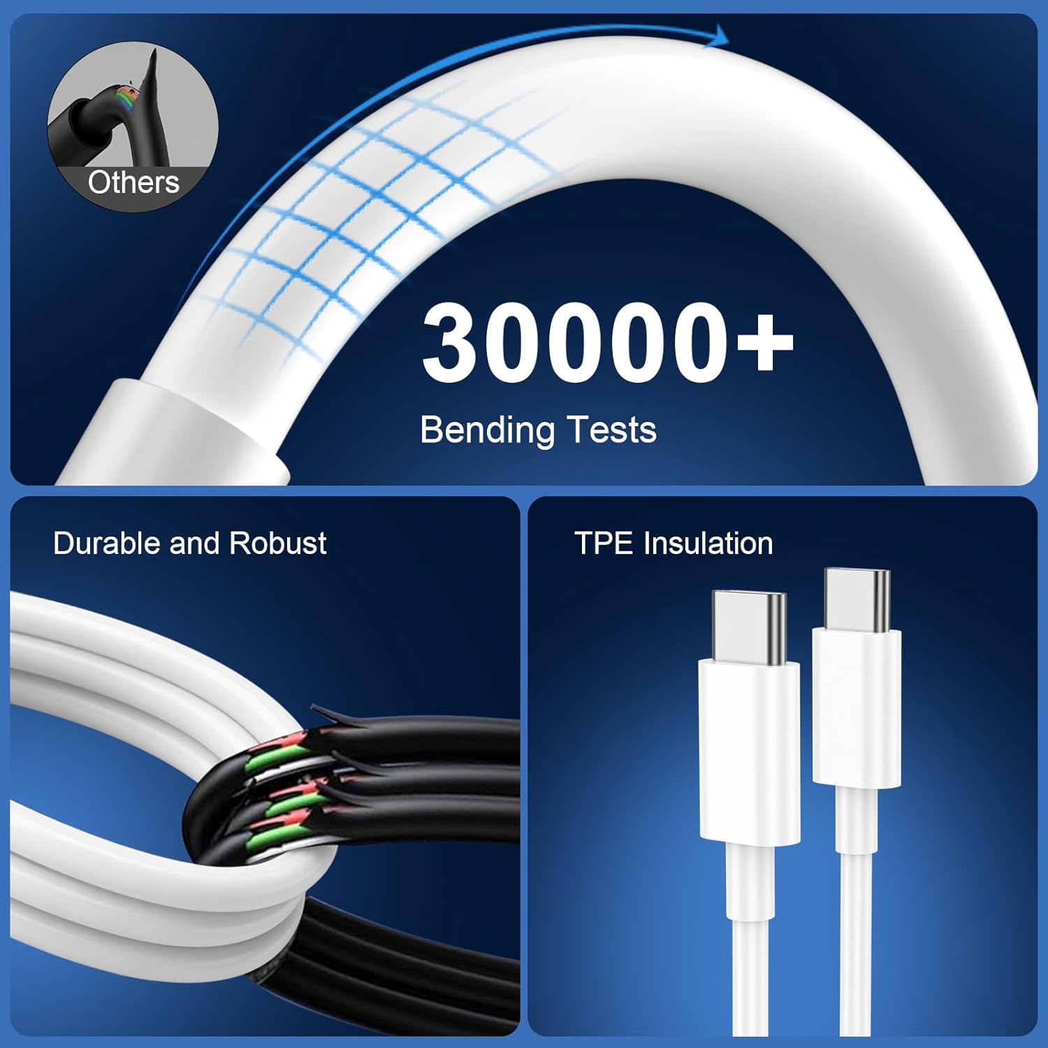 Thumbnail 5 de 240W USB‑C to USB‑C Cable 2 Pack (1m + 2m) for fast USB‑C charging