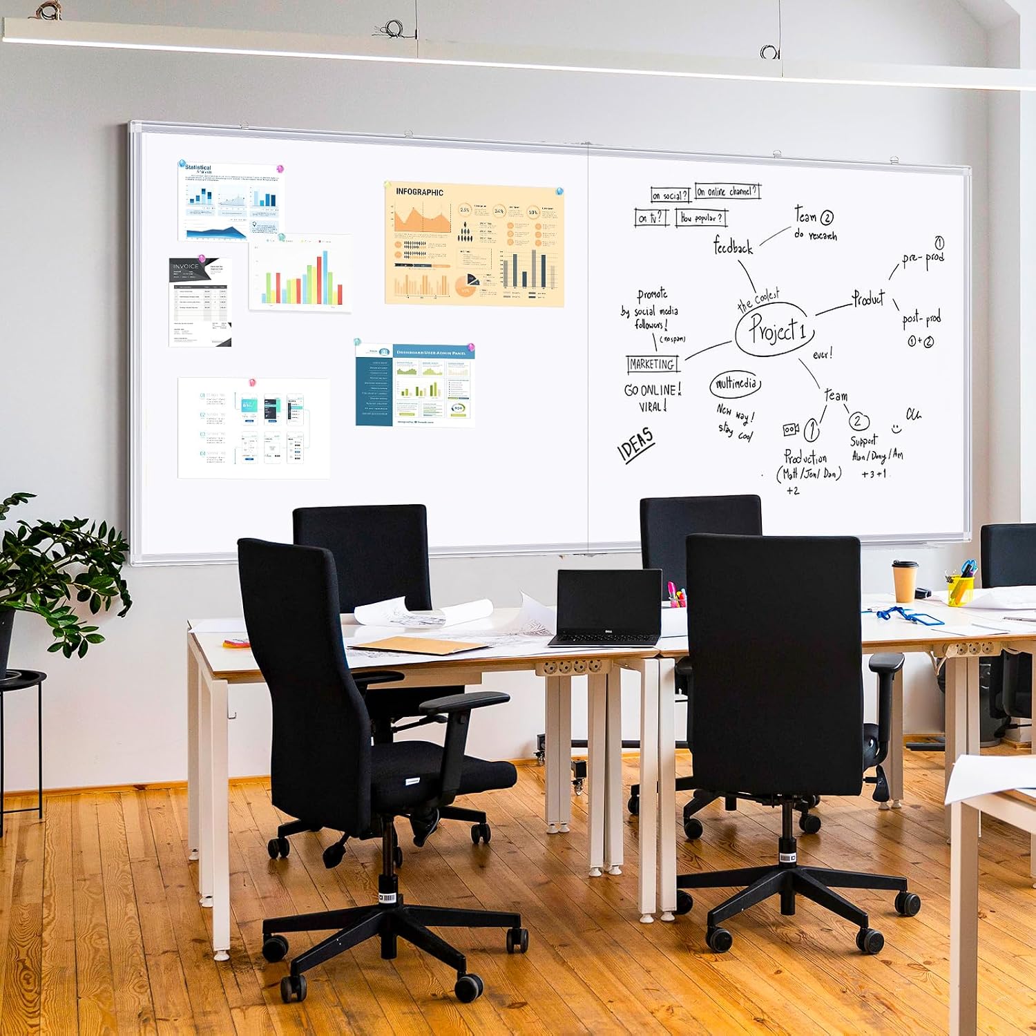 Thumbnail 6 de Maxtek PTL-4"X8" Magnetic Dry-Erase Whiteboard, 96 x 48 in, Aluminum Frame