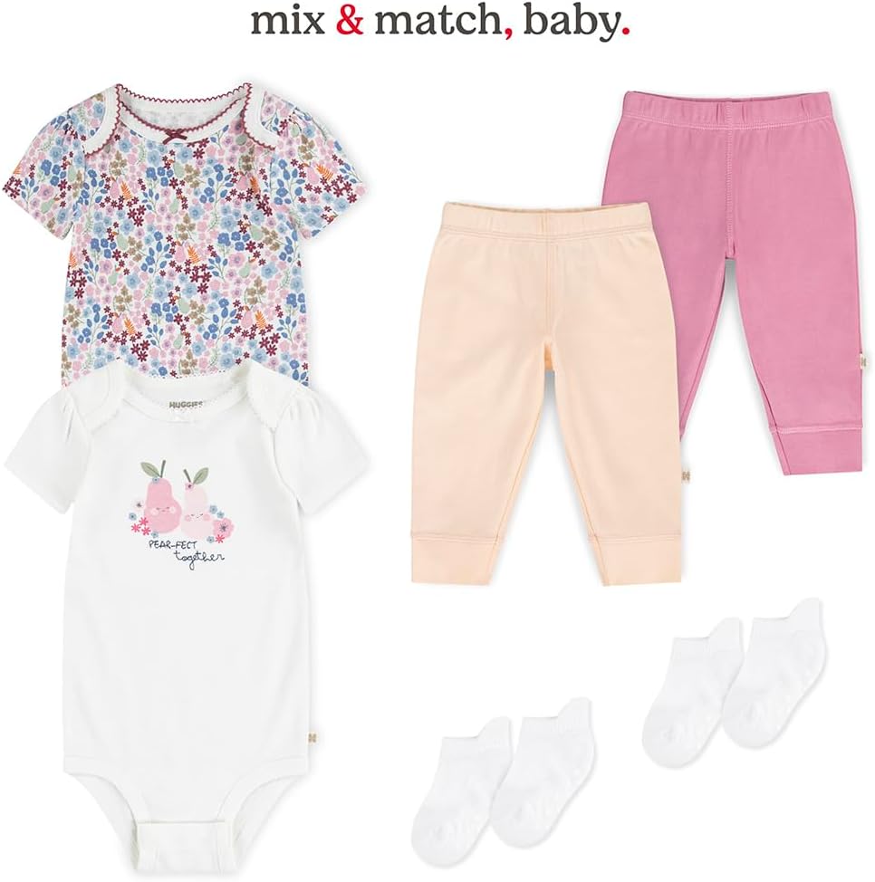 Thumbnail 4 de HUGGIES Little Hugs – Lot de 5 bodies coton biologique à manches courtes pour bébé (unisex)
