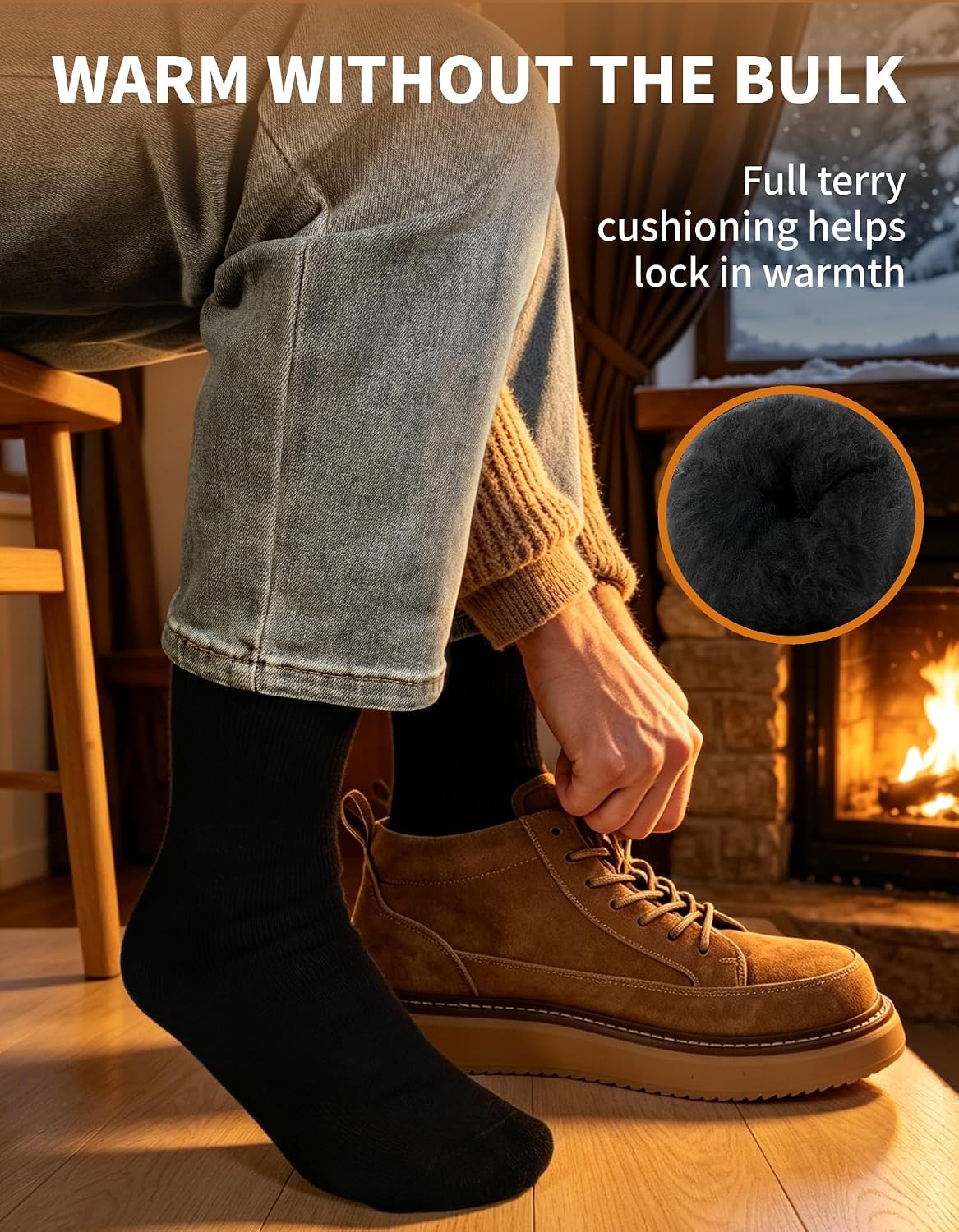 Thumbnail 3 de CLOSEMATE CT20 Men's Thermal Socks, Thick Moisture-Wicking, 2 Pairs