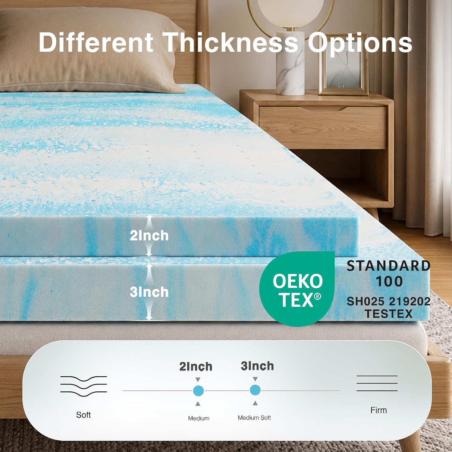 Thumbnail 1 de Novilla Memory Foam Mattress Topper 2-Inch