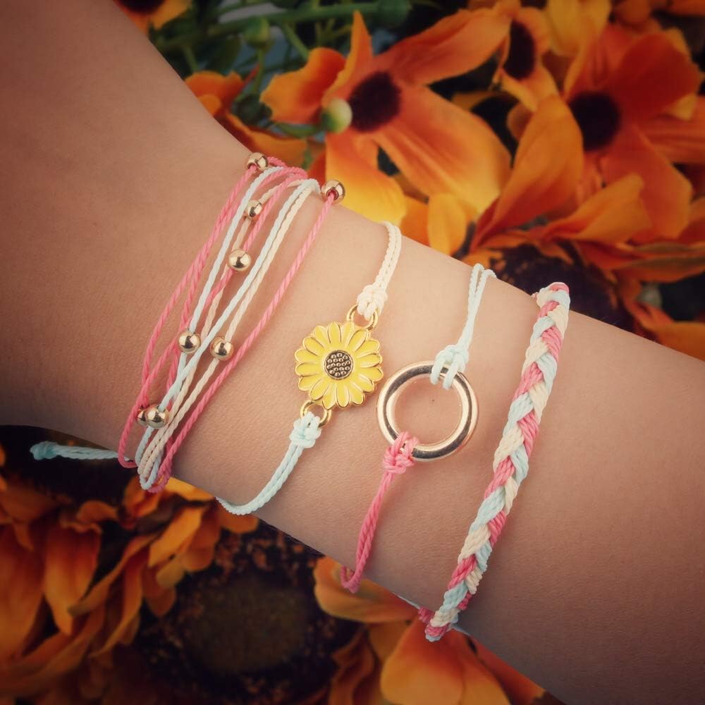 Detalle de Sunflower String Bracelets, Adjustable
