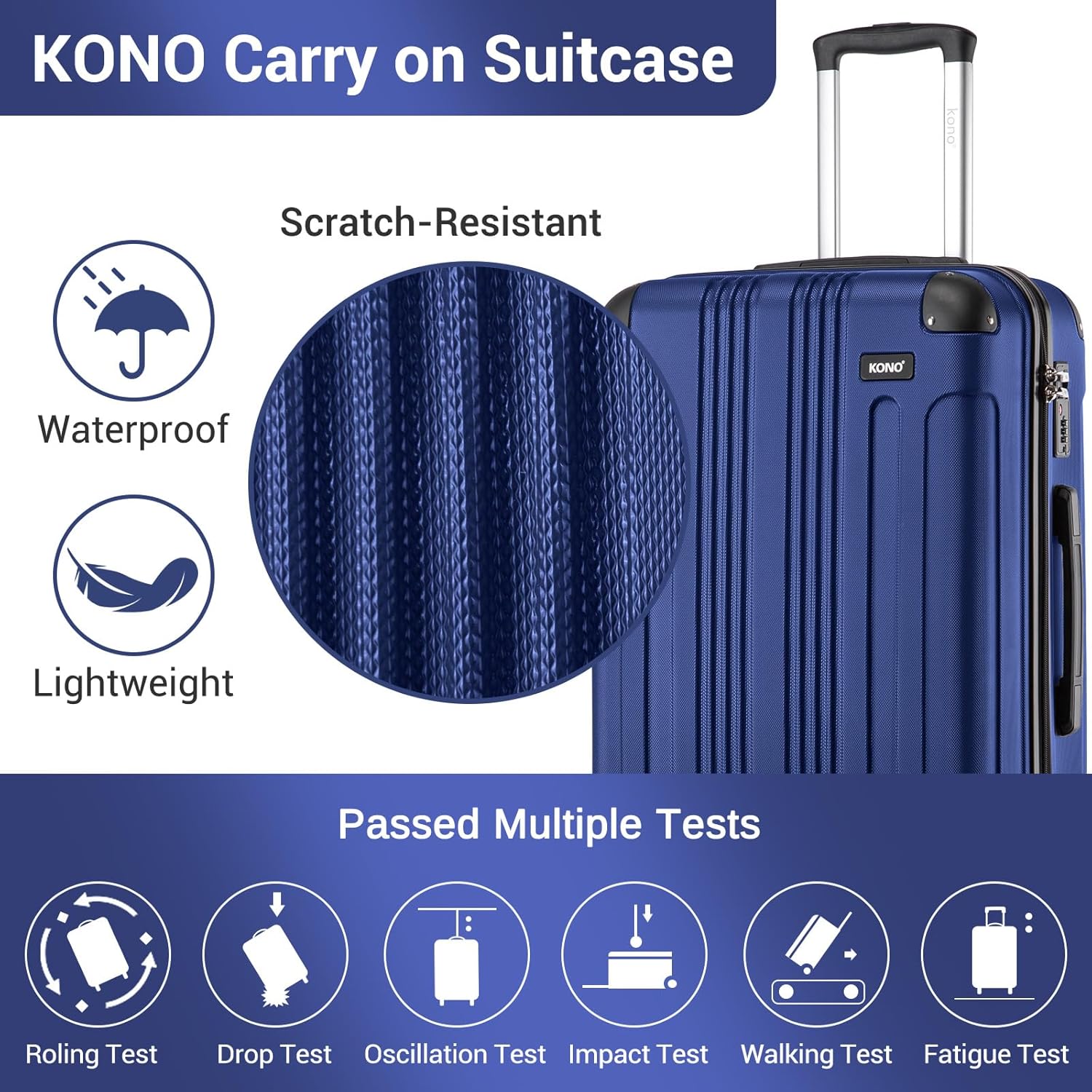 Thumbnail 3 de Kono 28 Inch Large Hard Shell Luggage: Durable ABS+PC Spinner Suitcase