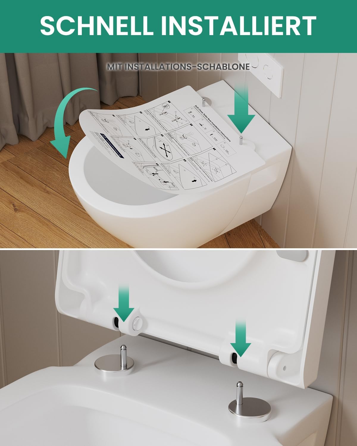 Thumbnail 3 de ANYCEE Toilettendeckel mit Absenkautomatik, Duroplast und Quick-Release – 46 x 36,5 cm, weiß