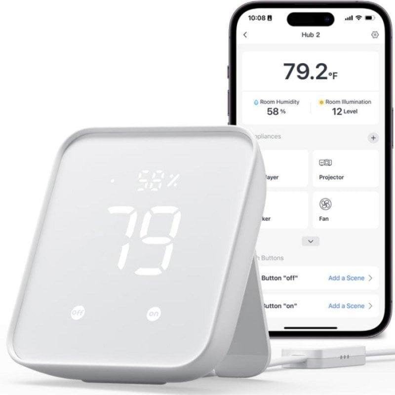 Detalle 2 de SwitchBot Hub 2: Central domótica inteligente para tu casa, montado en pared