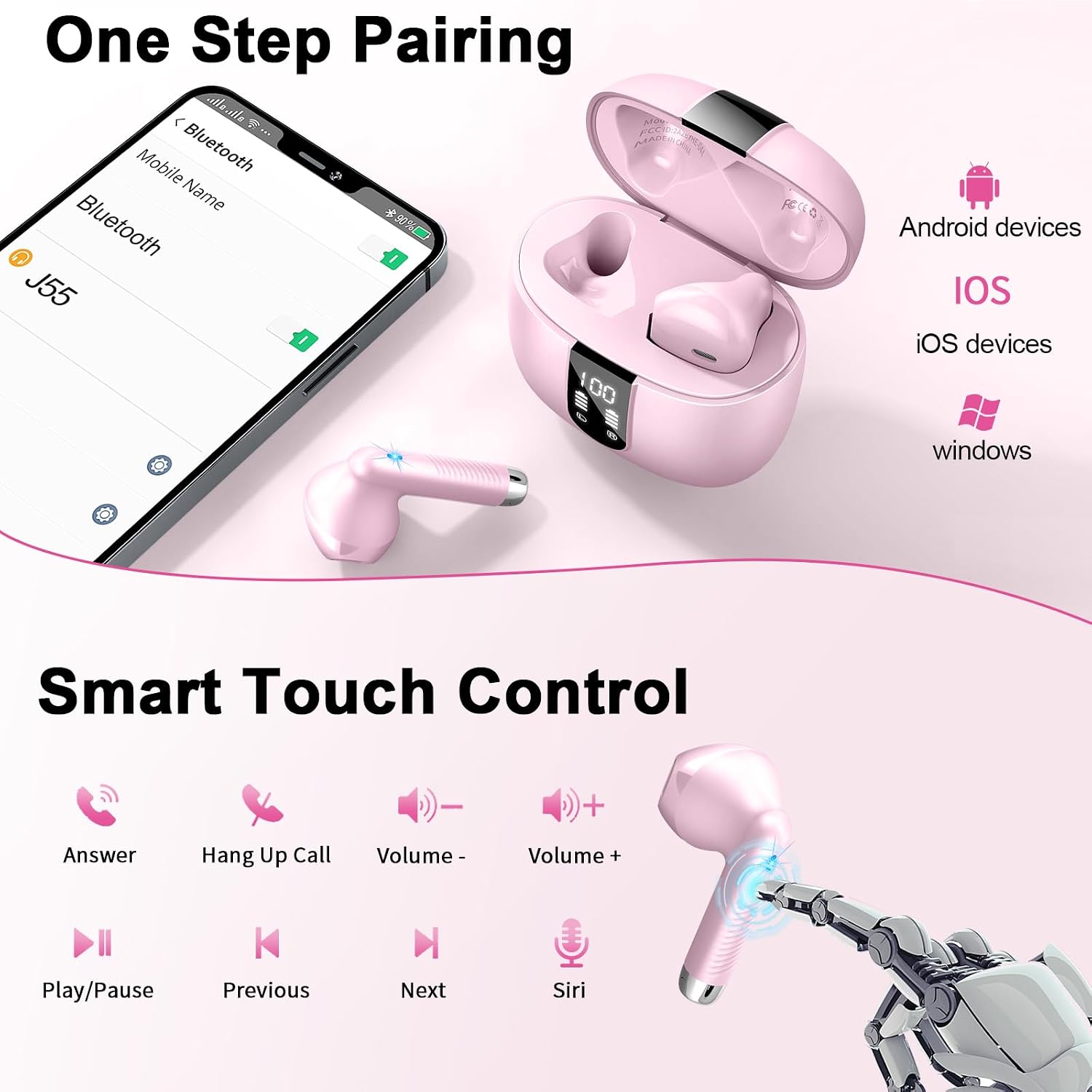Thumbnail 3 de Bluetooth Kopfhörer J55 In-Ear: Kabellos, ENC-Geräuschunterdrückung, 4 Mikrofone und 48 Stunden Laufzeit