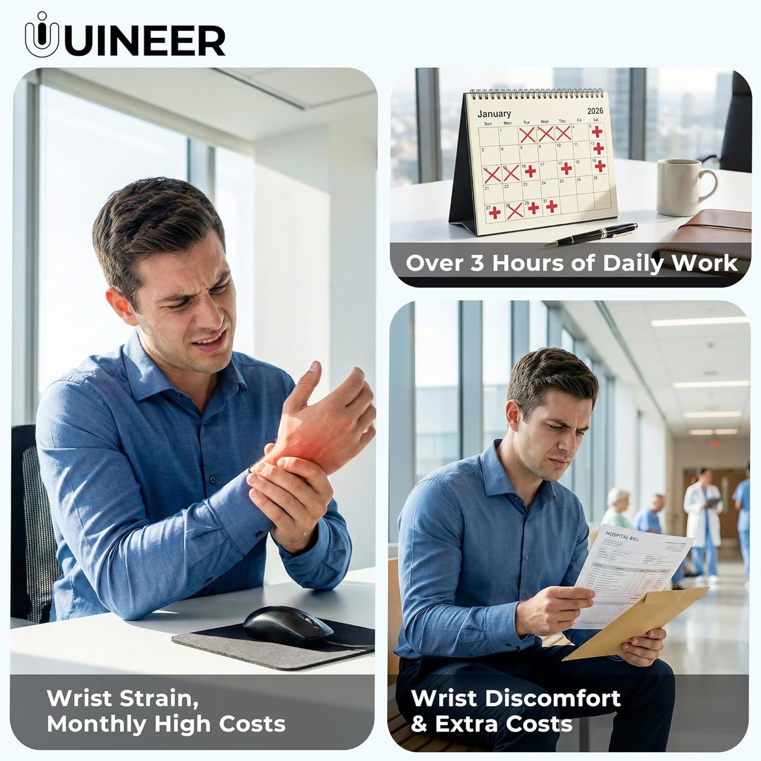 Detalle de Ergonomic Wireless Vertical Mouse with 2.4G Receiver, 2400 DPI, USB A, Rechargeable Battery