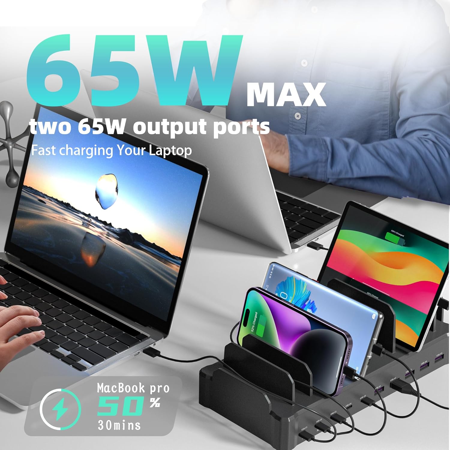 Thumbnail 1 de Zobirez 420W 10-Port Charging Station for Multiple Devices 🔌