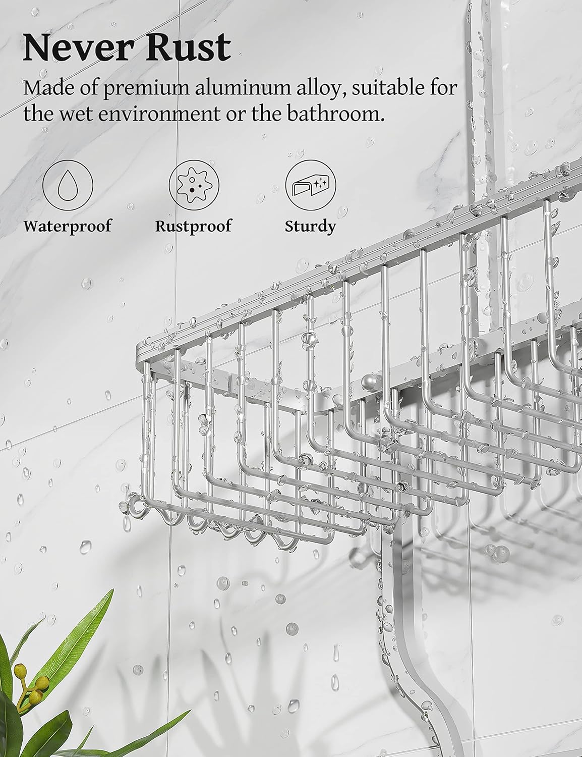 Detalle de YASONIC Shower Caddy Hanging with 10 Hooks
