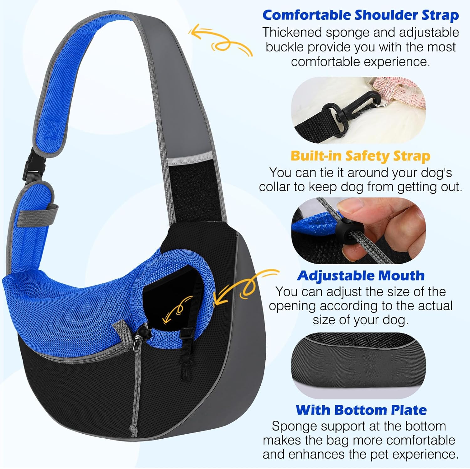 Detalle de Pawaboo Dog Sling Carrier: Breathable, Hand-Free Comfort for Outdoor Outings