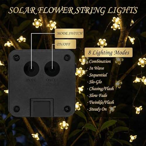 Thumbnail 3 de BG9D guirnalda solar exterior de flores de cerezo, 11 m y 60 LED con 8 modos e IP44