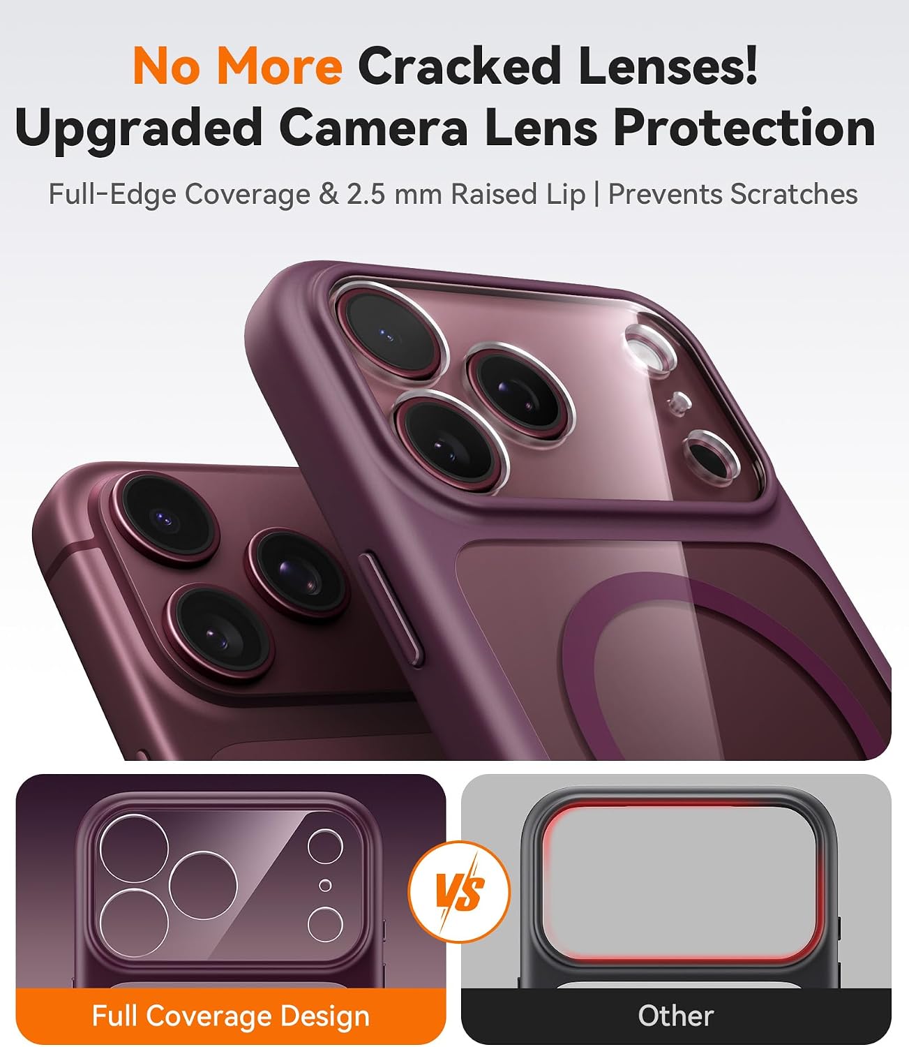 Detalle de JUESHITUO Clear Burgundy iPhone 18 Pro Case with MagSafe Compatibility