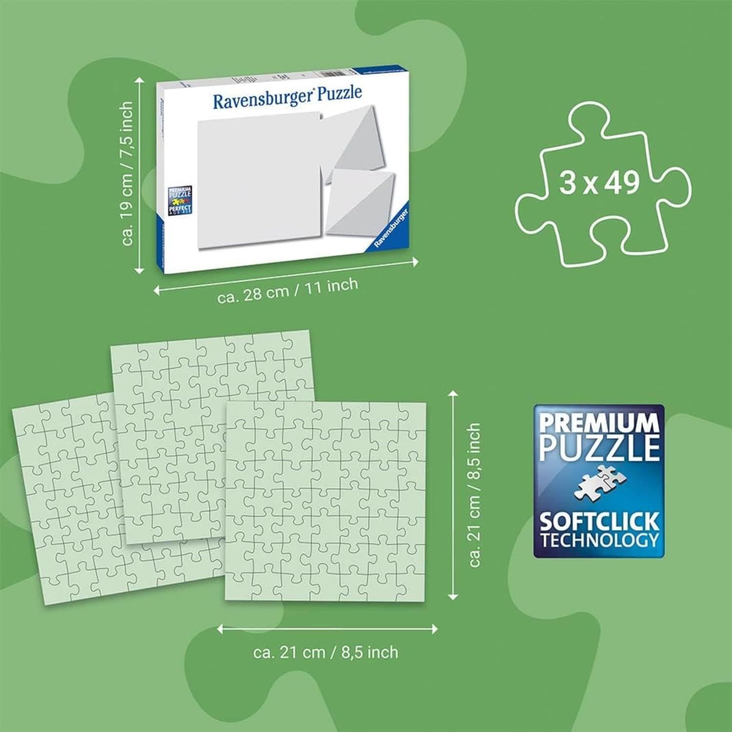 Detalle 2 de Ravensburger Panda Tigre Leone 3x49 Puzzles