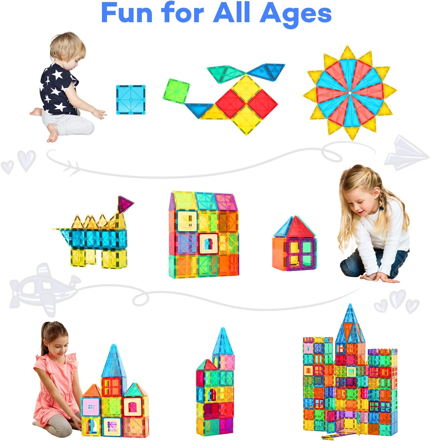 Detalle 2 de Anbalulu 63PCS Magnetic Tiles for Kids 🧩