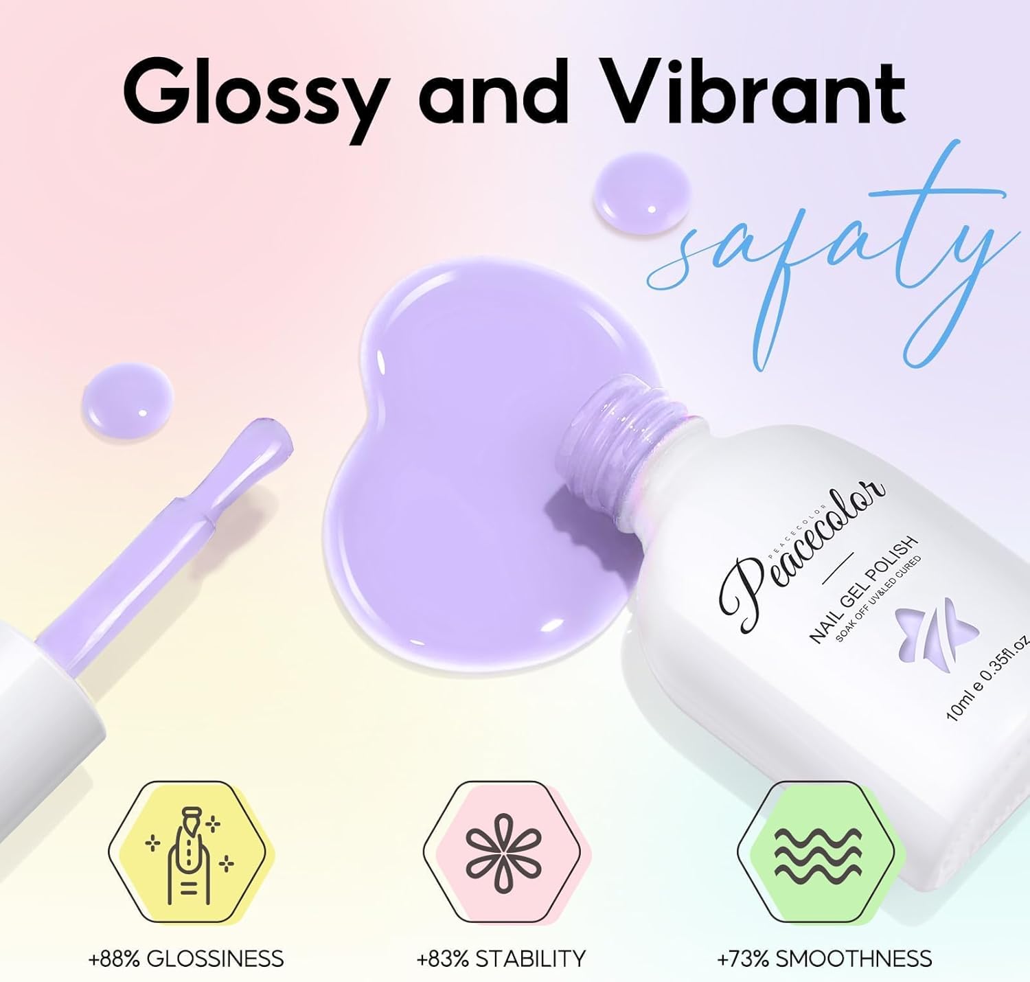 Thumbnail 5 de Kit PEACECOLOR Vernis semi permanent pastel (6 couleurs) – gel UV/LED 10 ml