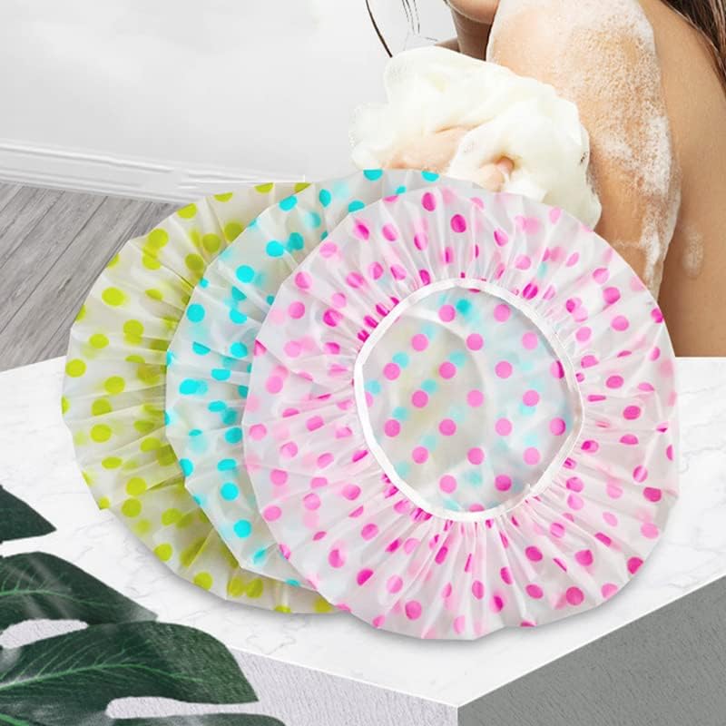 Detalle 2 de VTECHOLOGY Reusable Shower Caps, 6-Pack, PE with Elastic Band