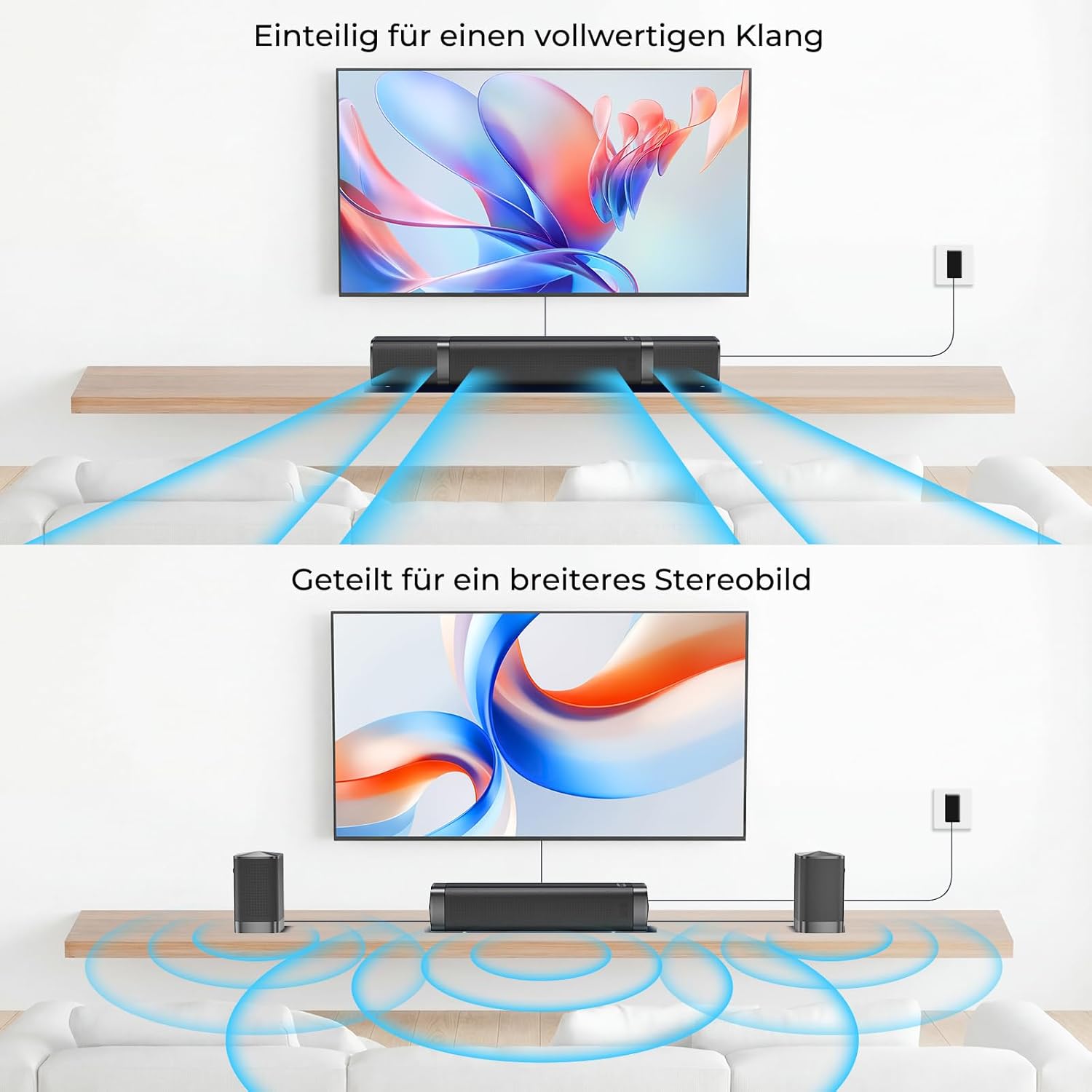 Detalle de GarageRock 2.1ch Soundbar mit Dolby Audio – 3-in-1 Abnehmbare Soundbar, 160 W Spitzenleistung