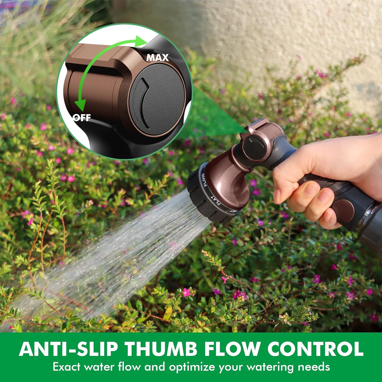 Thumbnail 2 de RESTMO Garden Hose Pipe Spray Gun: Heavy-Duty 7-Pattern Nozzle in Brown