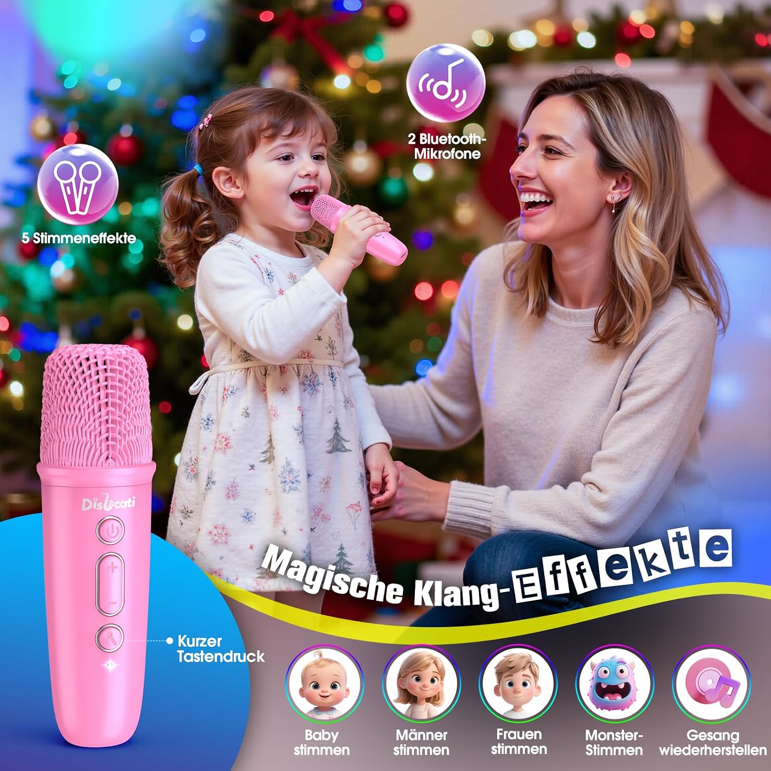 Thumbnail 5 de Dislocati Karaoke Regalo per Bambina 3-15 Anni con Microfono Bluetooth, Luci LED e Supporto Regolabile