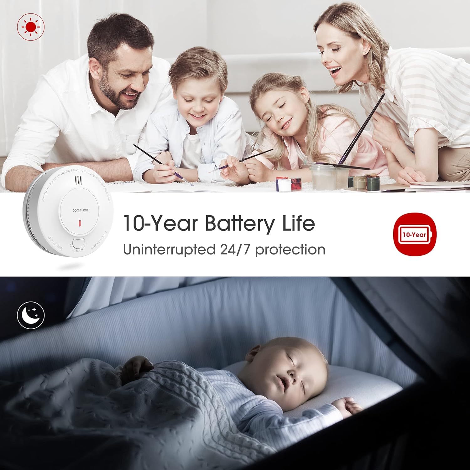 Thumbnail 1 de X-Sense SD2J0AX Rilevatore di fumo con batteria da 10 anni (EN 14604) con sensore fotoelettrico