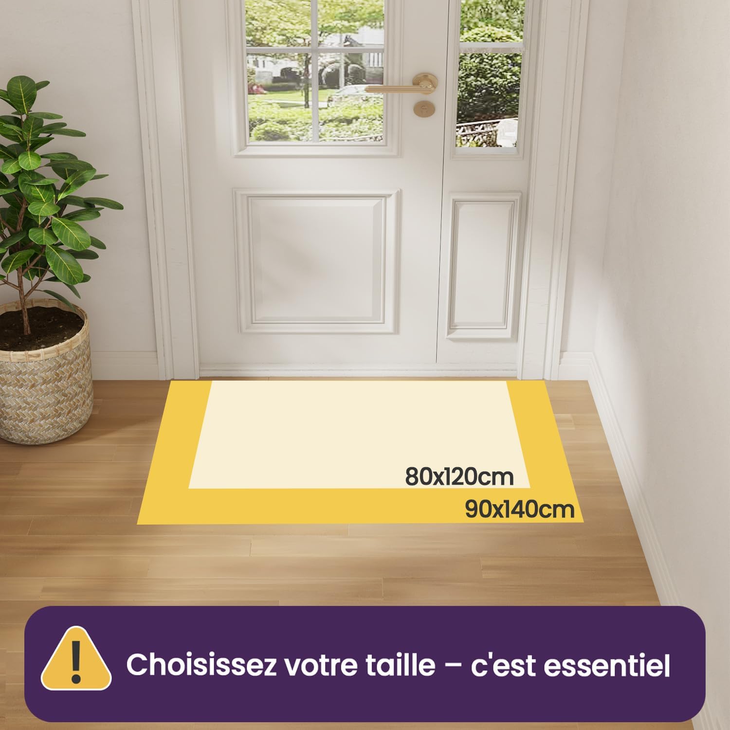 Thumbnail 1 de DEXI Tapis Entree Intérieur 90 x 140 cm - Paillasson Absorbant et Antidérapant Beige
