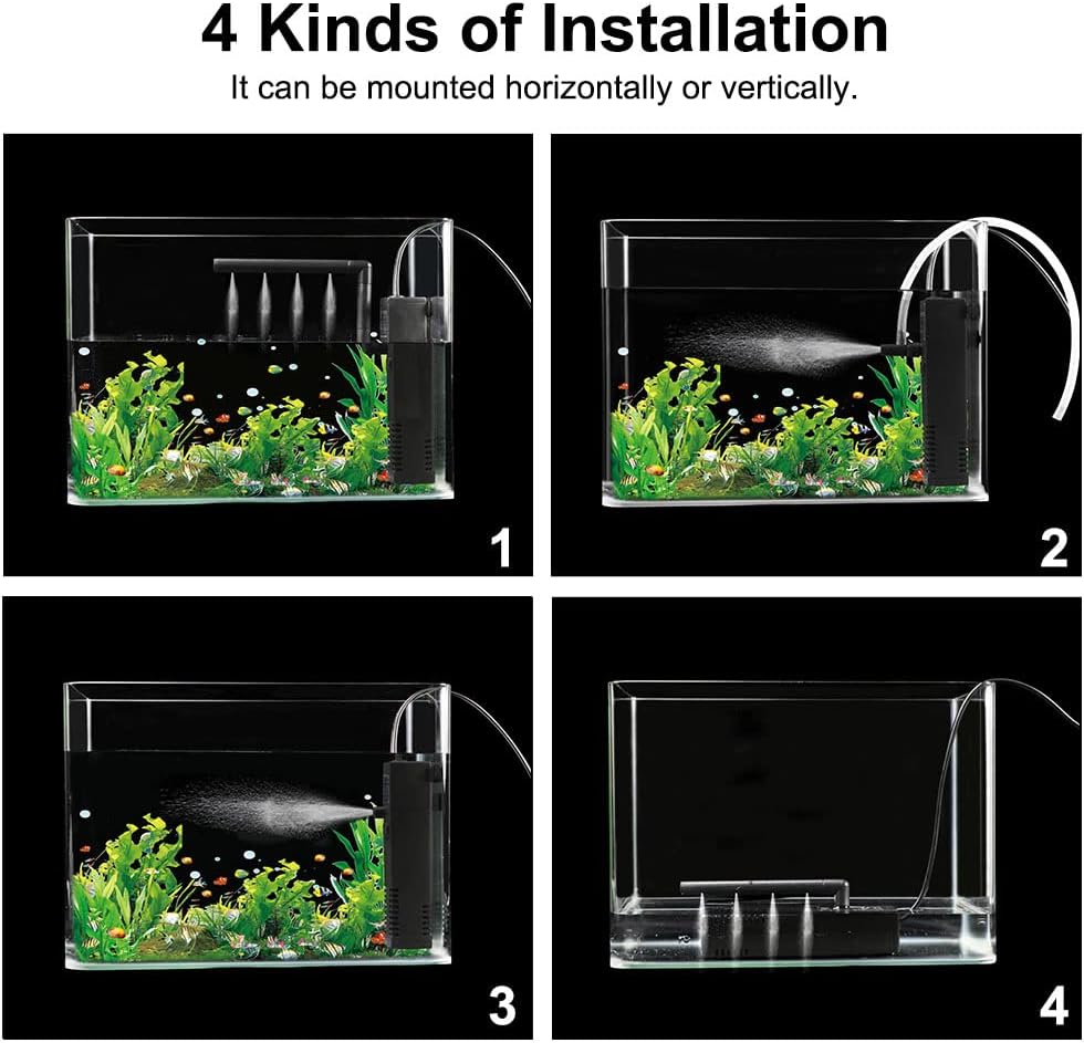 Detalle 2 de flintronic Aquarium Filter 4W – Innenfilter mit einstellbarem Durchfluss, 300 L/H, 60 L Aquarium