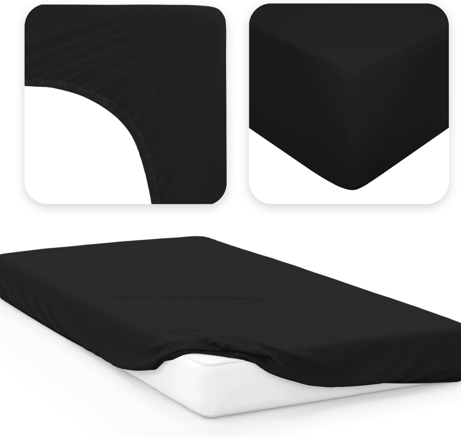 Detalle 2 de Jacobson Jersey-Spannbettlaken aus Baumwolle, Schwarz (60x120–70x140 cm)