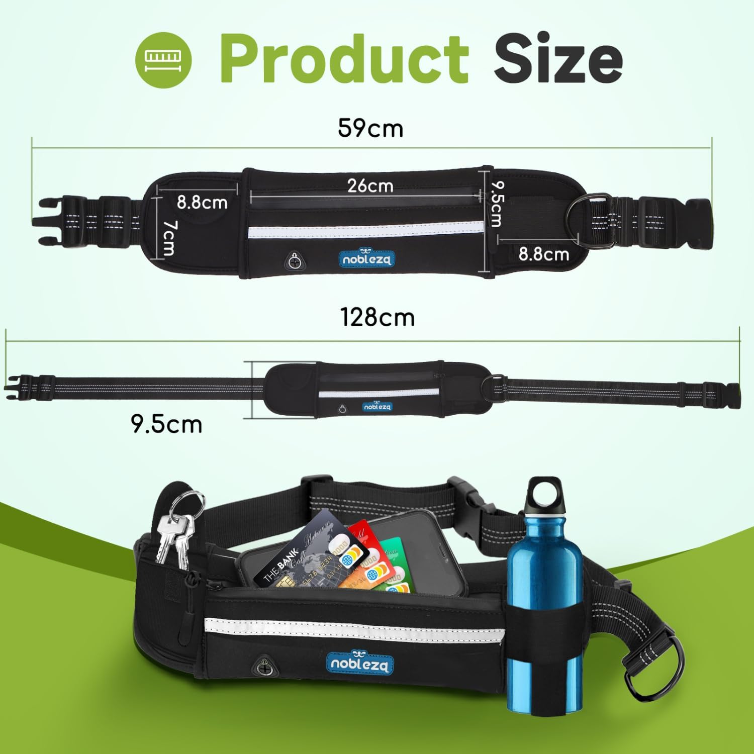 Thumbnail 1 de Nobleza Laisse Mains Libres pour Chien – Ceinture de Formation et Laisse Multifonction, avec Absorption de Choc et Bande Réfléchissante
