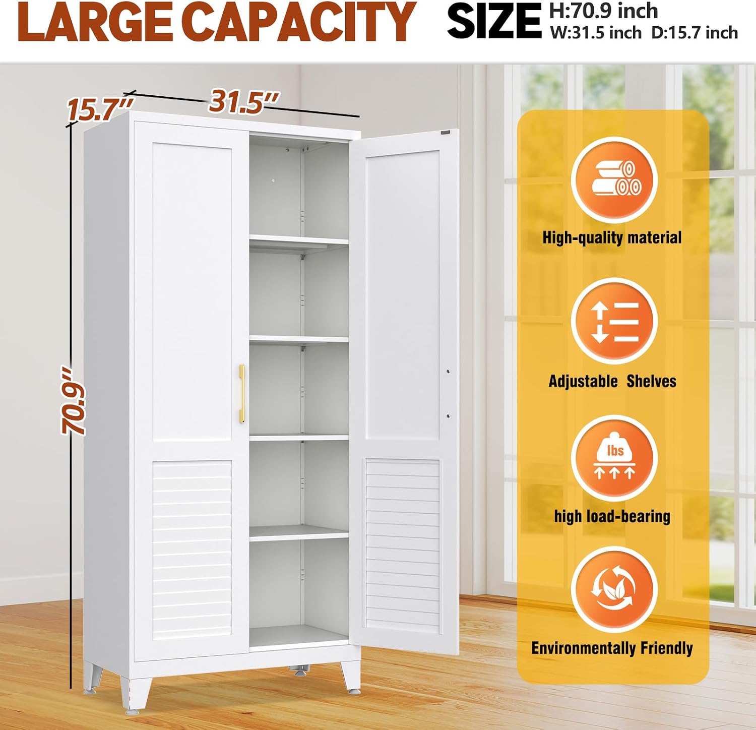 Detalle de Metal Pantry Cabinet 71-inch