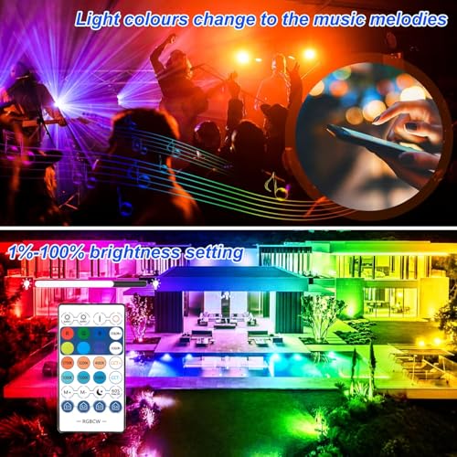 Detalle de NATPOW Proyector LED RGB Exterior 100W con App y Mando 🎆