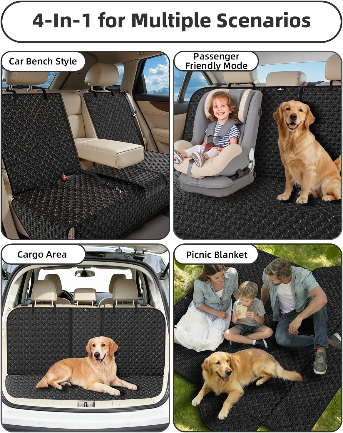 Detalle de UPAWPIA Dog Car Seat Cover: Waterproof & Non-slip Back Seat Protector for Most Cars