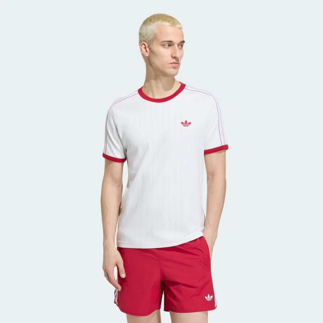 Detalle de Camiseta Punto Calado 3 Stripes de Adidas – color Blanco