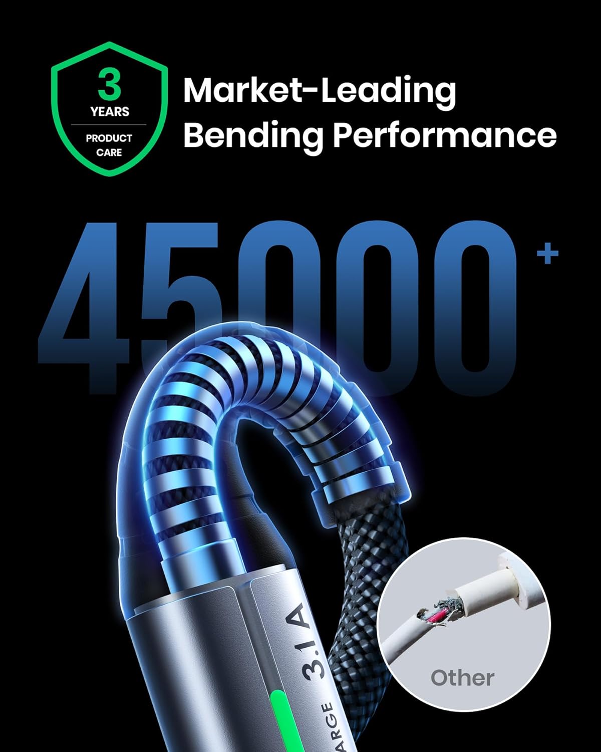 Detalle de INIU USB C Cable 1m 3.1A Fast Charge