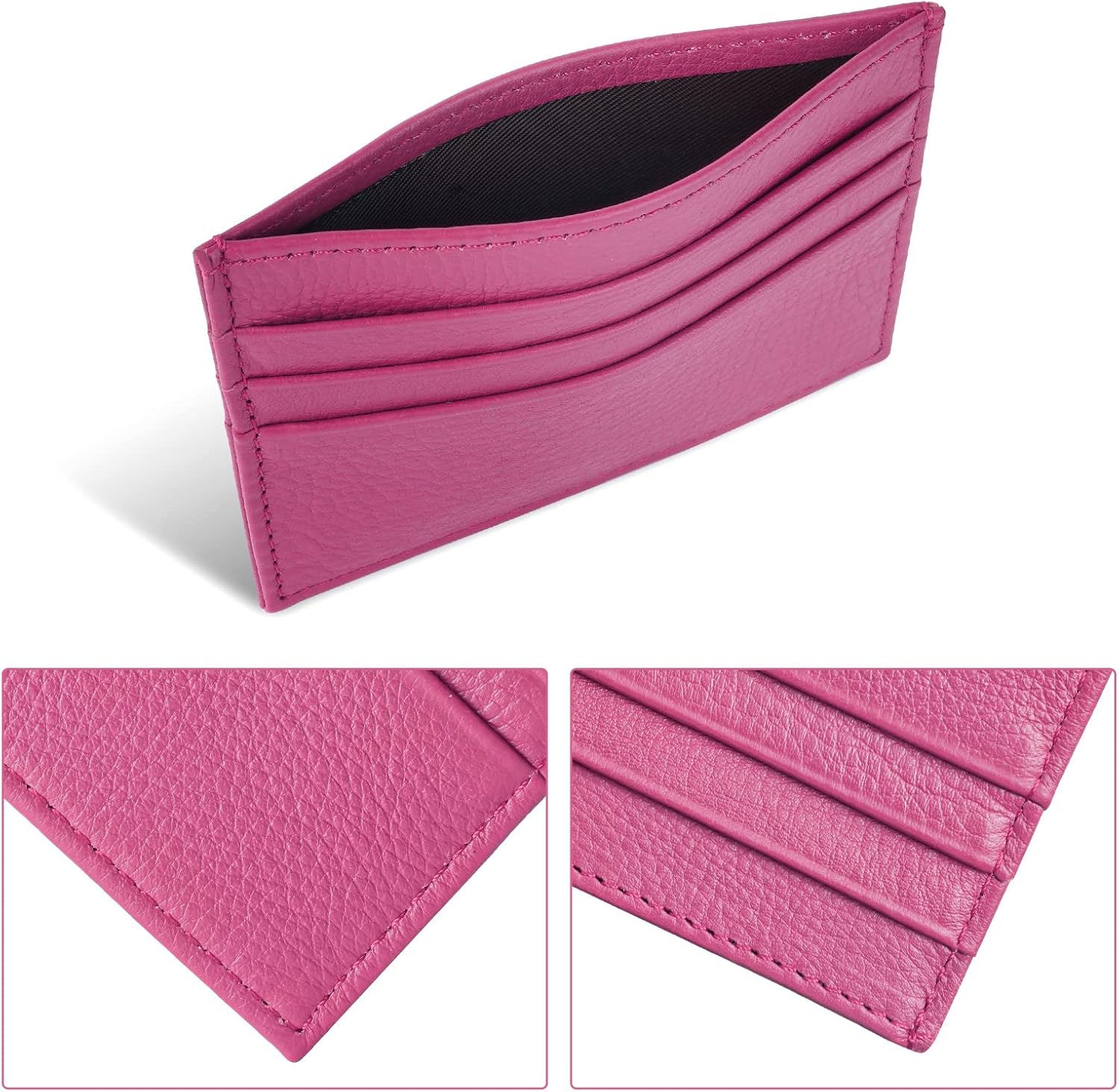 Detalle de URAQT Portacarte Pelle slim 6 slot rosa 📇