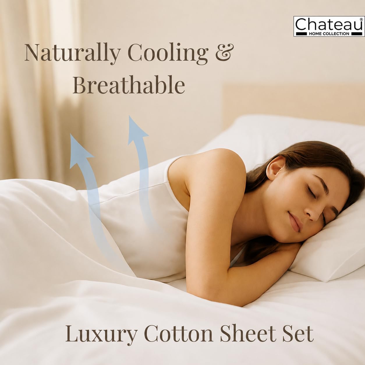 Detalle de CHATEAU HOME COLLECTION Egyptian Cotton Queen Sheet Set (400-Thread-Count) Deep Pocket – Soft Cooling Sateen, White