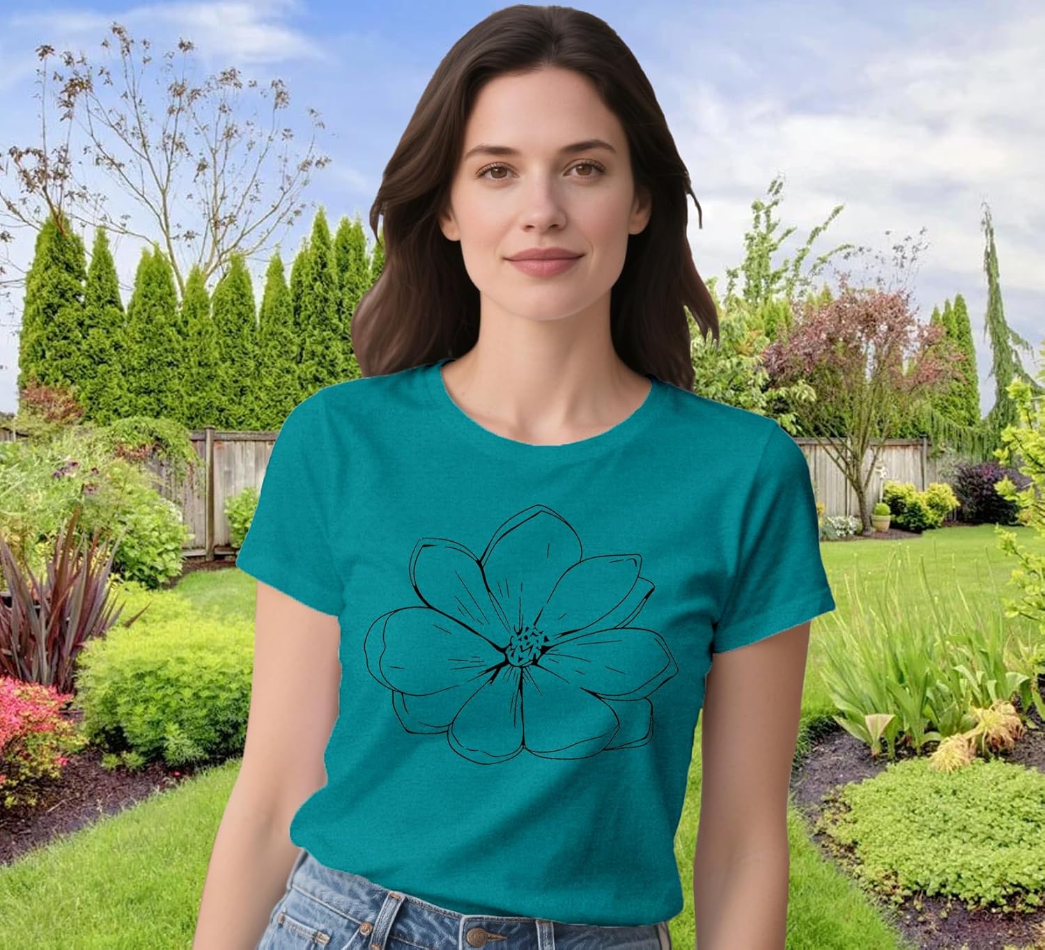 Detalle de Qskall women’s floral tee 60% polyester