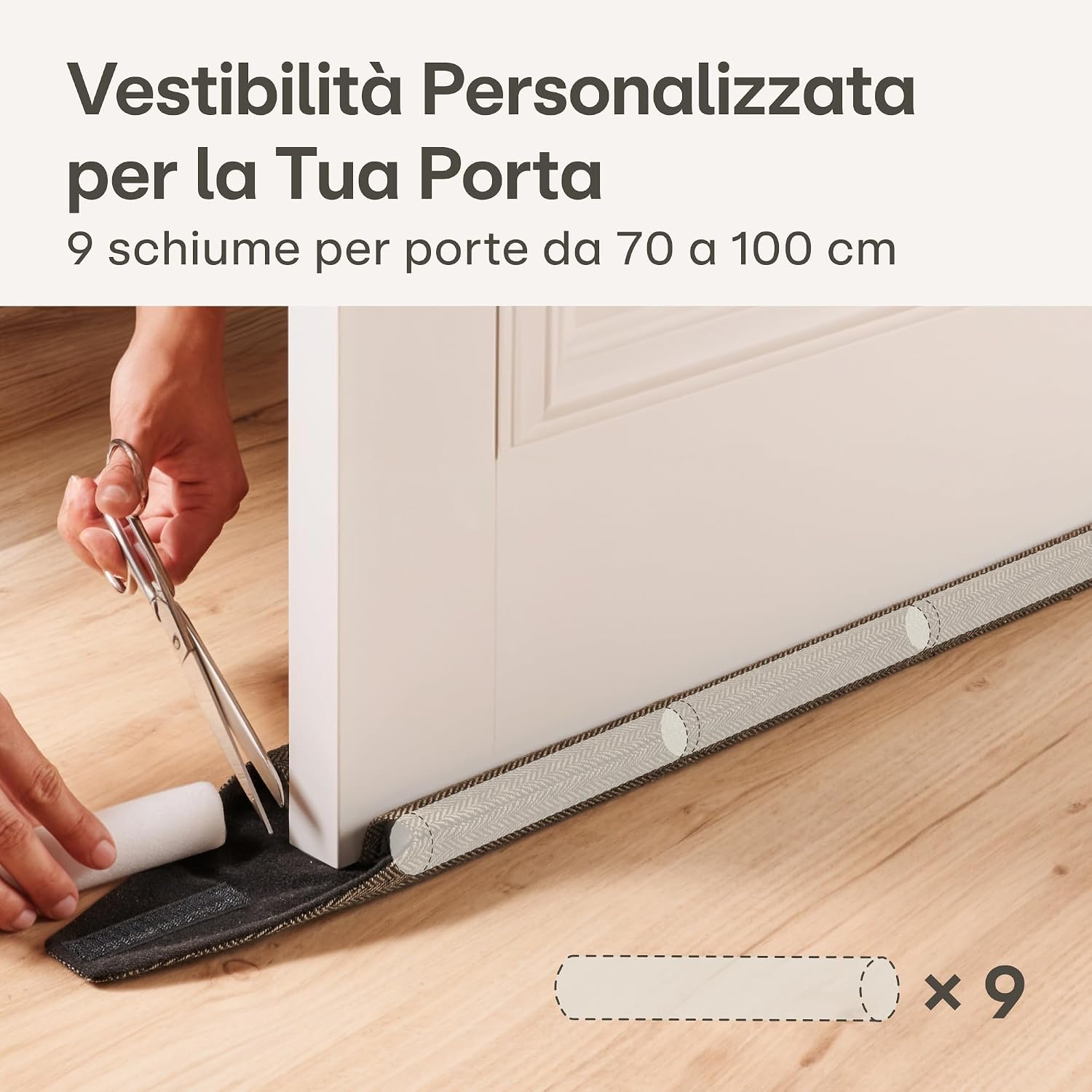 Thumbnail 2 de Paraspifferi per porte 70-100 cm - Tessuto lavabile, risparmio energetico - Marrone