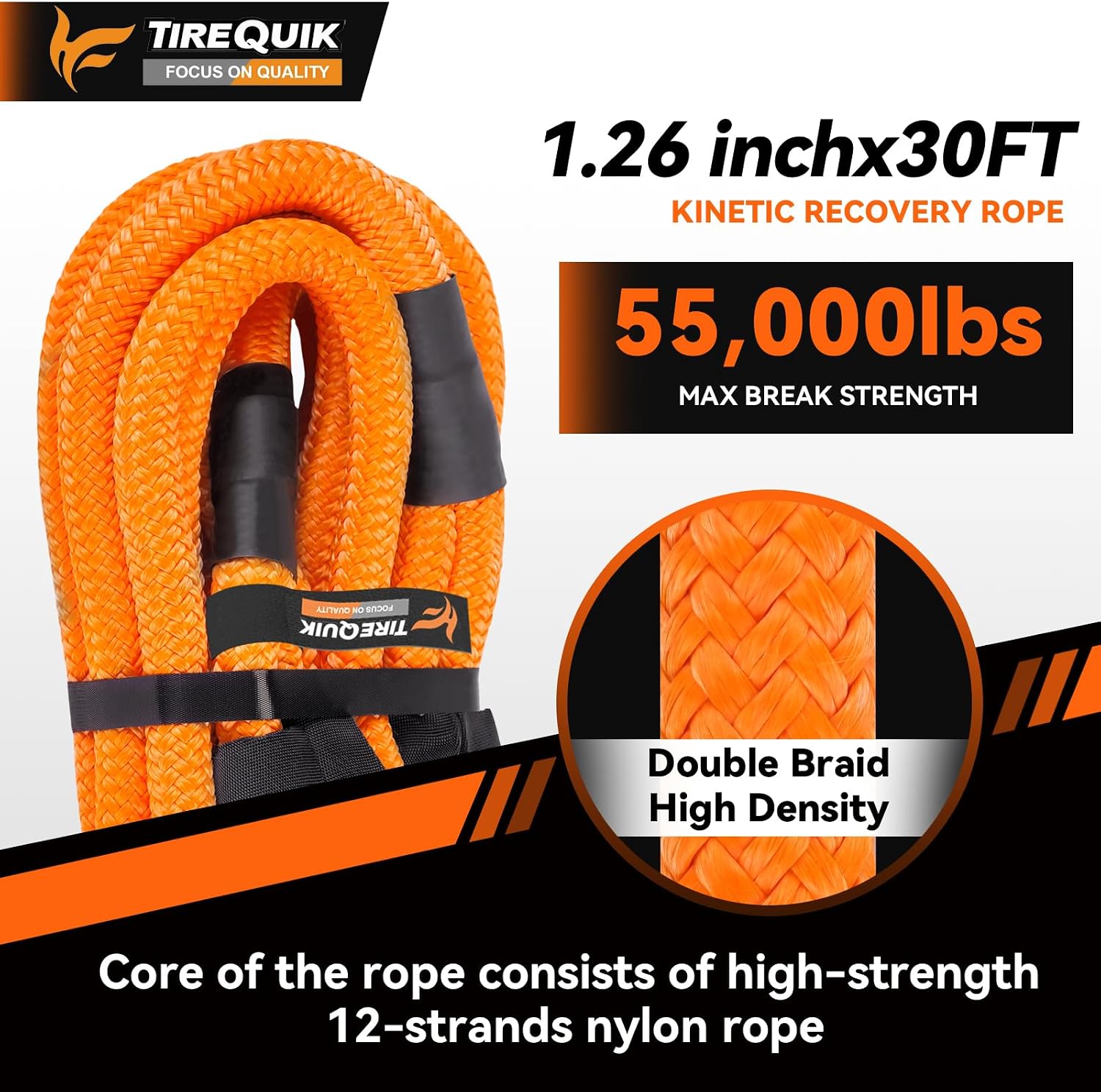 Thumbnail 1 de TireQuik Kinetic Recovery Rope 1.26in x 30ft