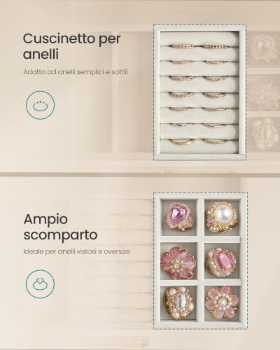 Thumbnail 6 de SONGMICS Portagioie con Coperchio in Vetro, a 5 Cassetti – MDF, design elegante